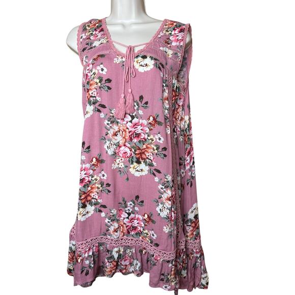 Pol Dresses & Skirts - POL Pink Floral Sleeveless Dress S NWOT